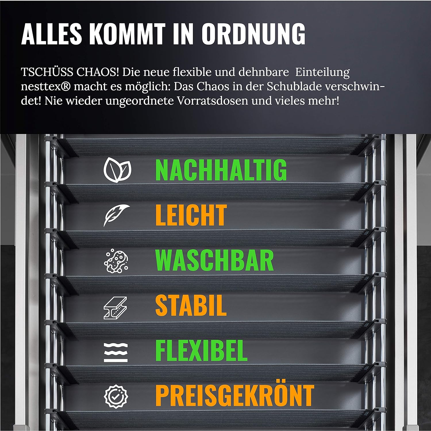 SPECIAL Kesseböhmer SpaceFlexx - Flexibles Ordnungssystem für Schubladen