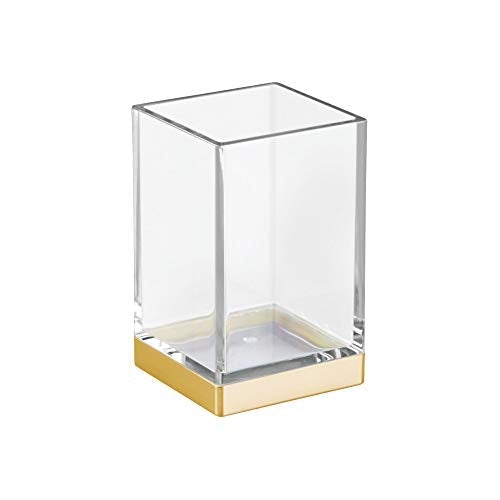 iDesign Clarity Trinkbecher fürs Badezimmer, durchsichtig/goldfarben - The Home Habit